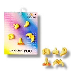 Crocs Hand Symbols Jibbitz 5-Pack – Thumbs Up, OK, Fist, Praying, Hang Loose